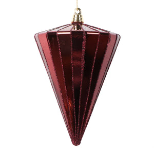 Vickerman 6" Shiny Burgundy Cone Ornament, 3 per bag.