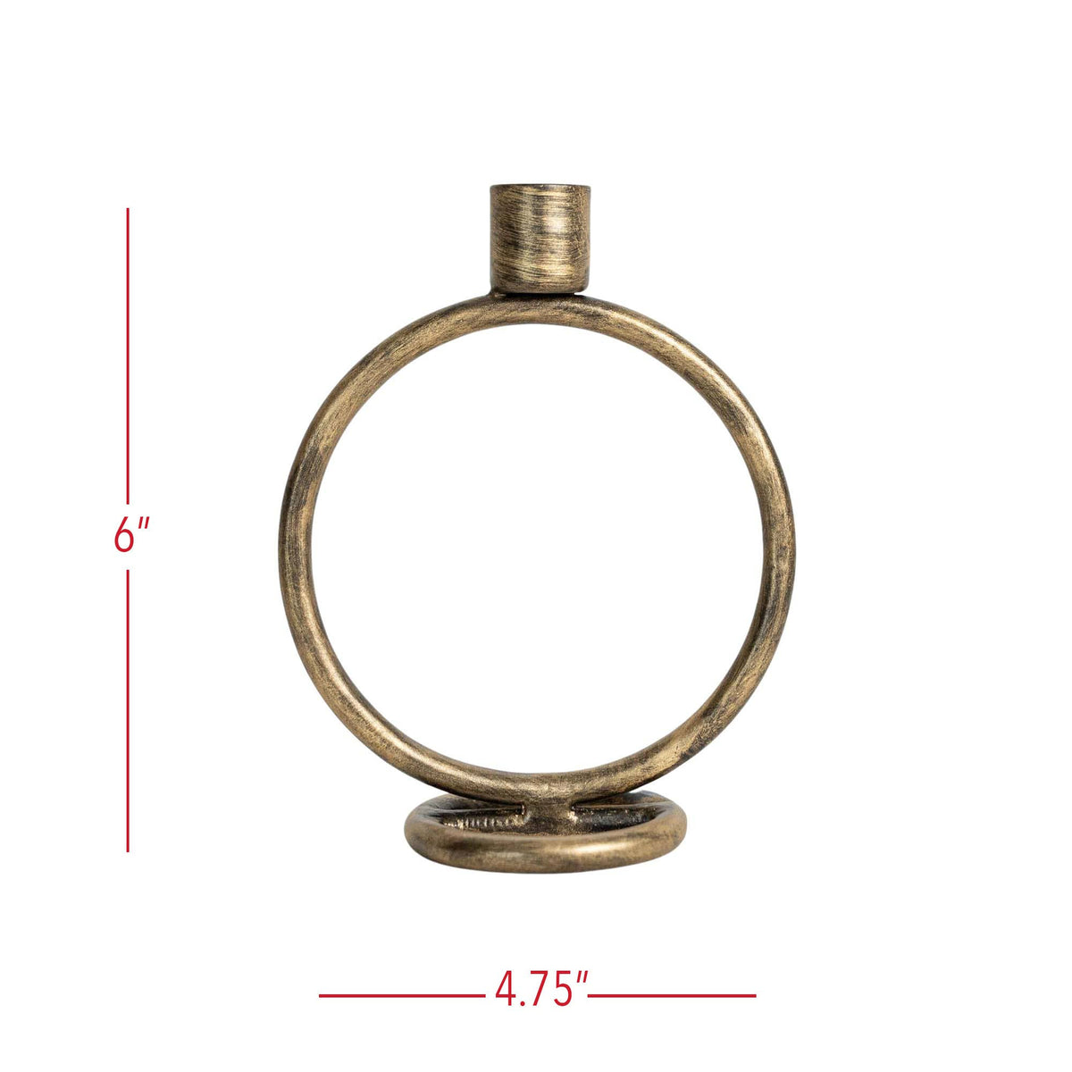 Kacela Brass Round Sculpture Taper Candle Holder Metal