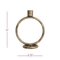 Kacela Brass Round Sculpture Taper Candle Holder Metal
