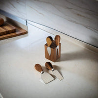 Magnetic Acacia Wood Block with 4 Cheese Knives