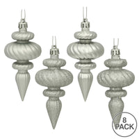 4" Silver 4-Finish Finial Ornament, 8 per Box