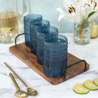 Hobnail Drinking Glasses - Blue 13 oz ( Set of 4 )