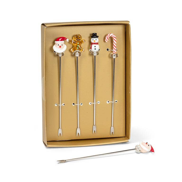 Set of 4 Holiday Icon Cocktail Picks-4.5"L
