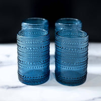 Hobnail Drinking Glasses - Blue 13 oz ( Set of 4 )