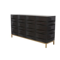 Dark Brown Wooden Geometric 4 Door Sideboard