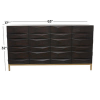 Dark Brown Wooden Geometric 4 Door Sideboard