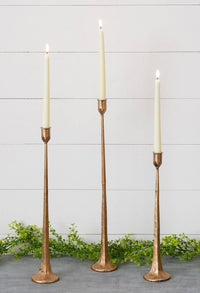 Hand Forged Metal Candle Holders, Copper (Set Of 03)