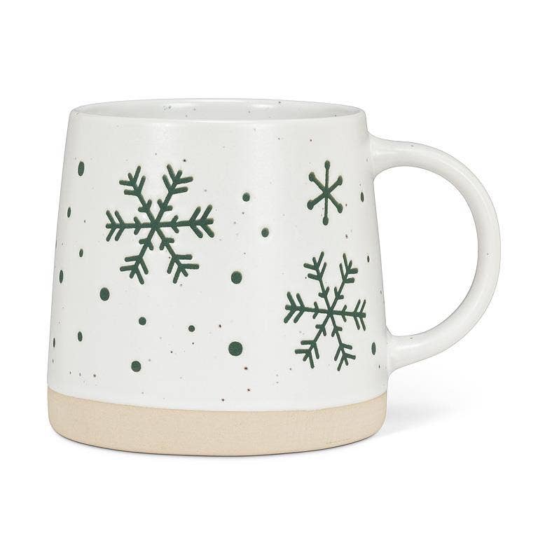 Wide Base Mug with Snowflakes-3.5"H(14oz)