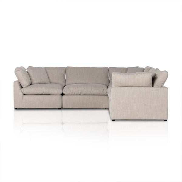 Stevie 5-piece sectional in Gibson Wheat fabric with feather-blend cushioning.