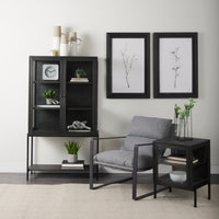 Black wood Arelius Display cabinet in room setting