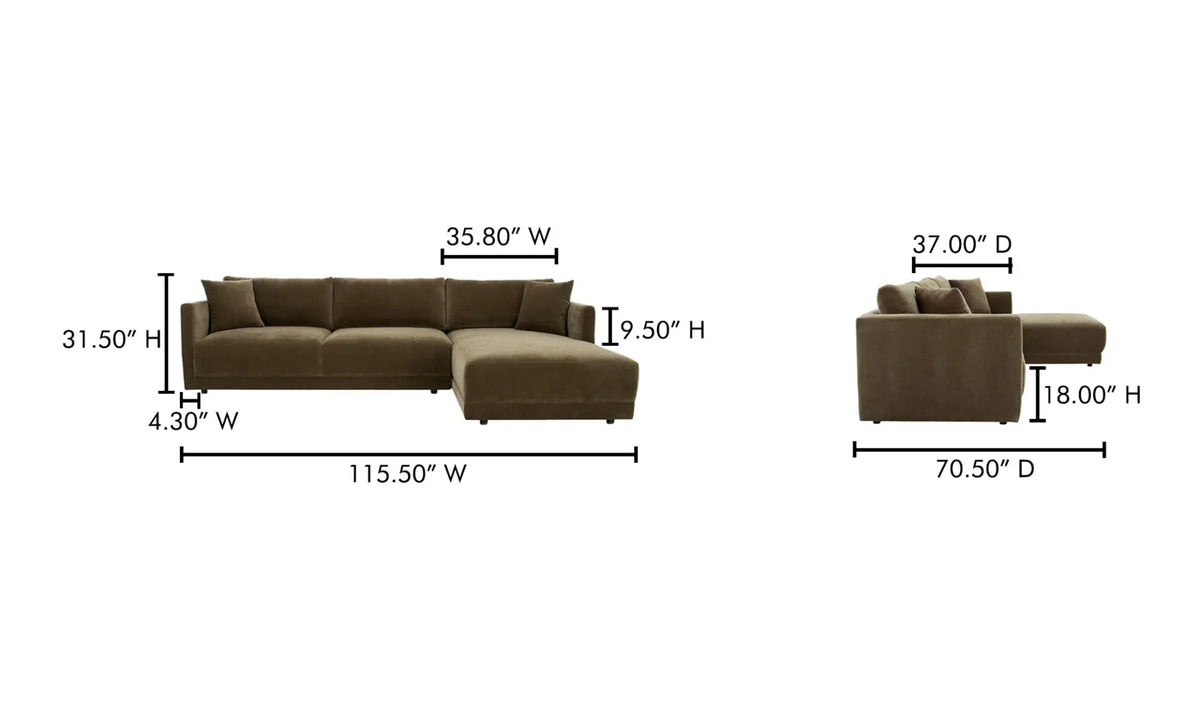 Bryn Sectional Right Heritage Cedar Green