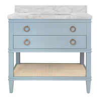 Cutler LB Bath Vanity - Matte Light Blue with Carrara marble top