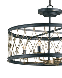 Crisscross Black Semi-Flush Mount