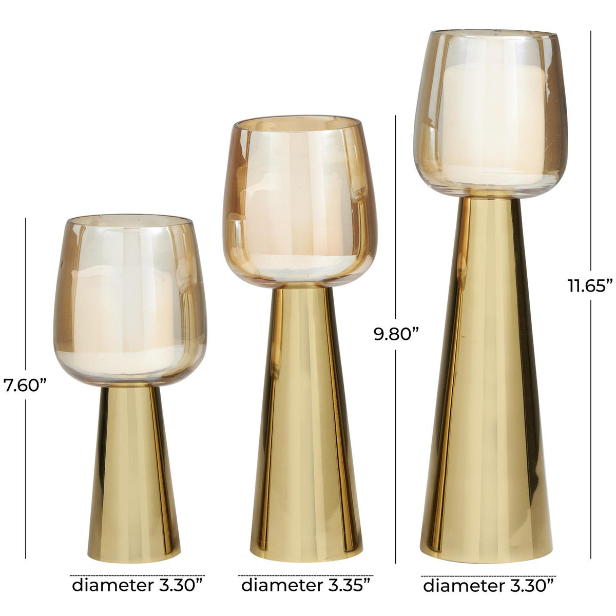 Dimensions of Gold Glass Candle Holders