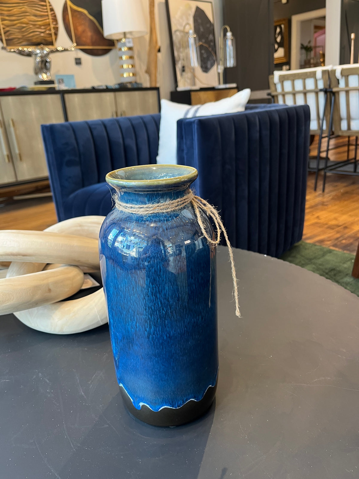 Dark Blue Ceramic Vase