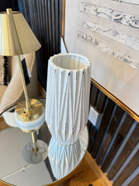 White and Black Ribbed Long Vase