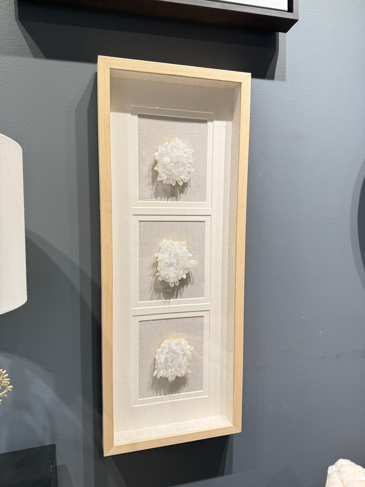 Triple Quartz Crystal Shadow Box Wall Art