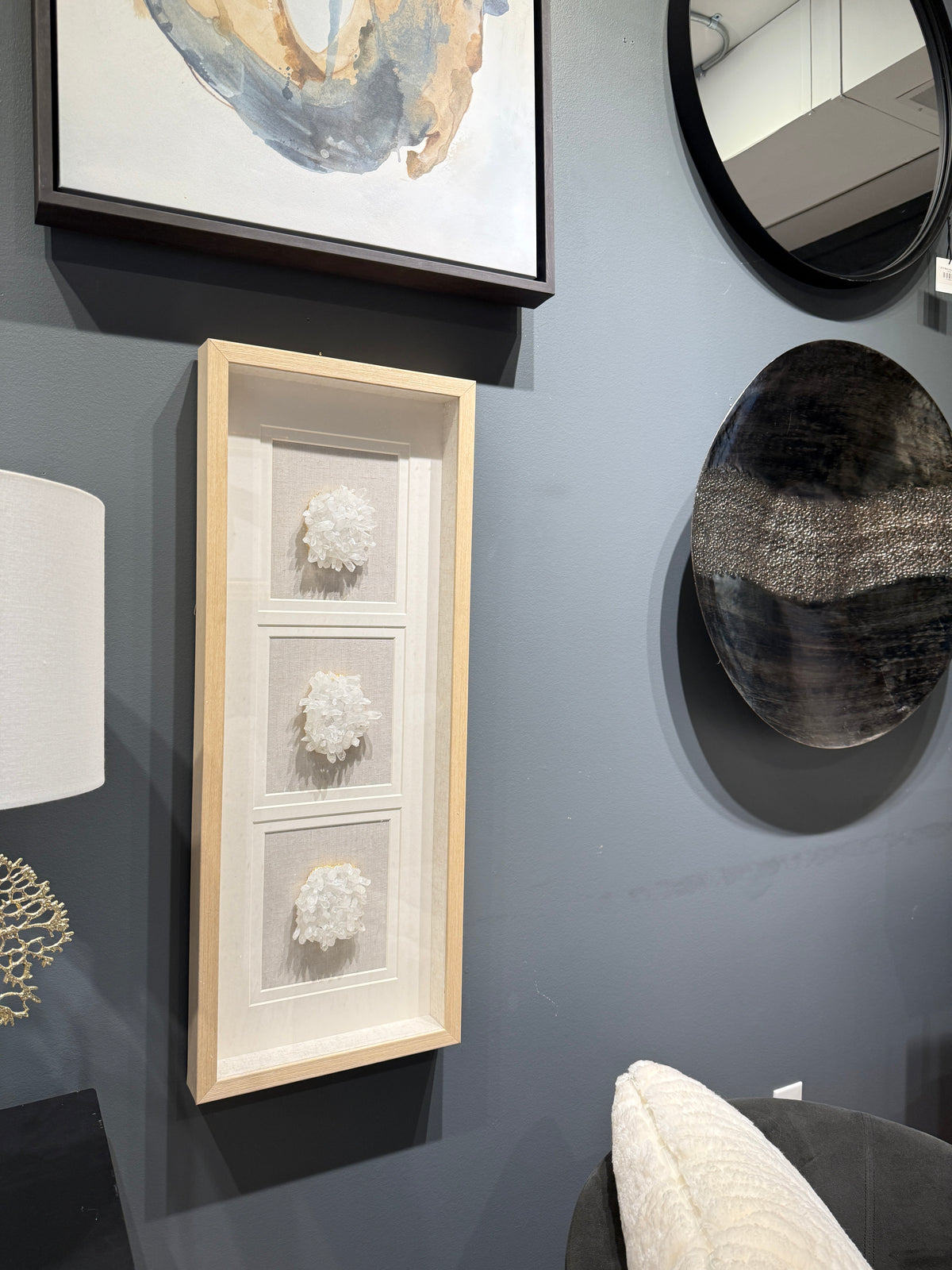 Triple Quartz Crystal Shadow Box Wall Art
