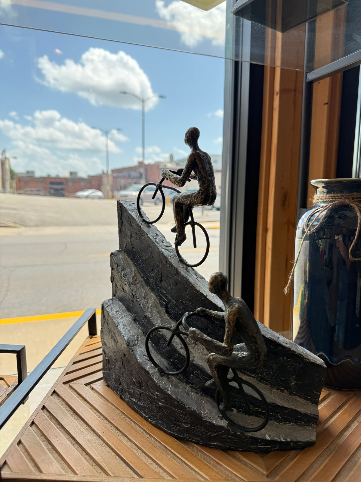 The Bike Climb Metal Sculpture
