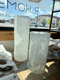 White Frosted Glass Vase: Set of 2