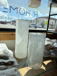 White Frosted Glass Vase: Set of 2