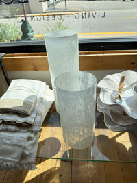 White Frosted Glass Vase: Set of 2