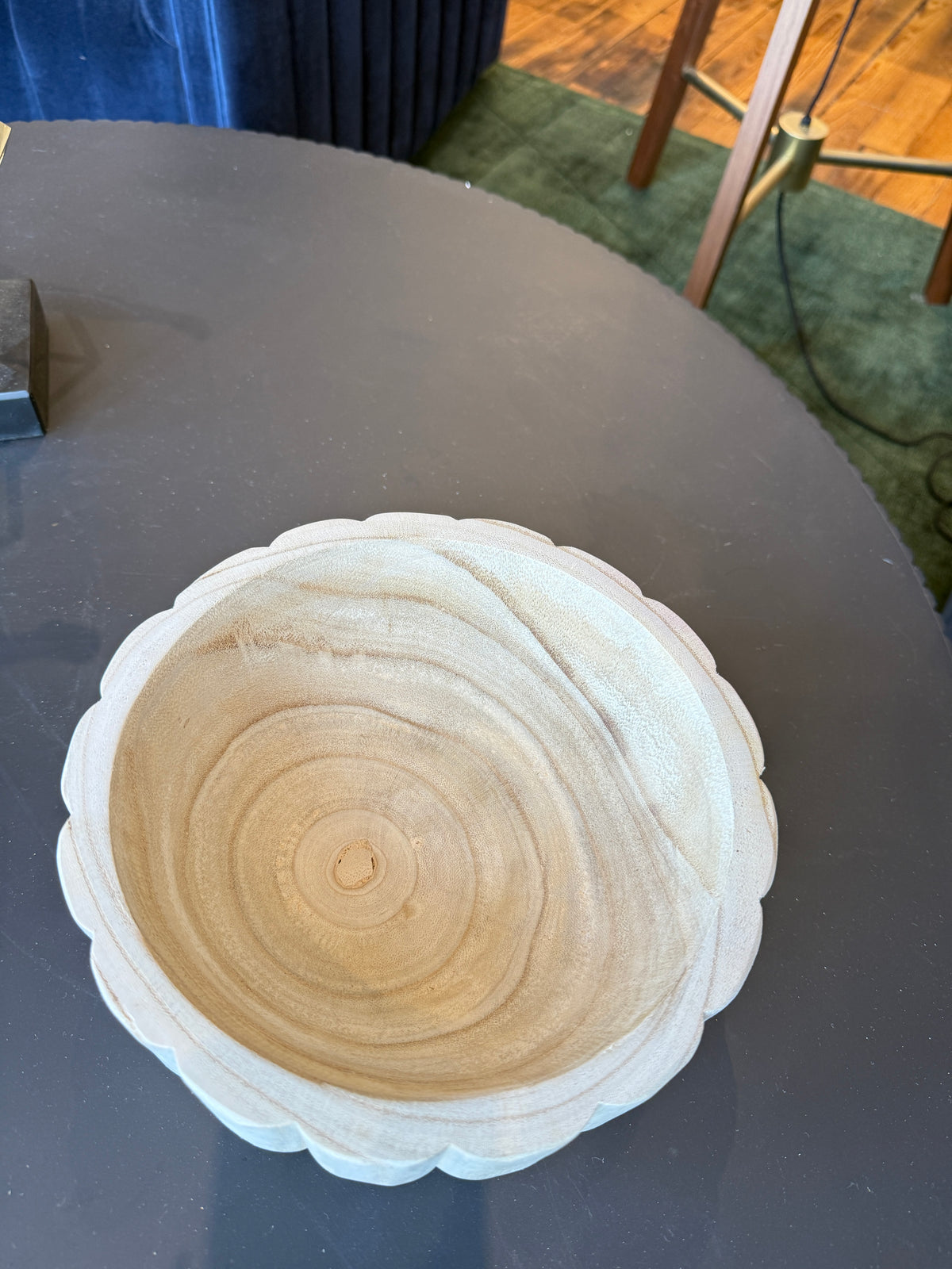 Fluted Wood Decorative Bowl