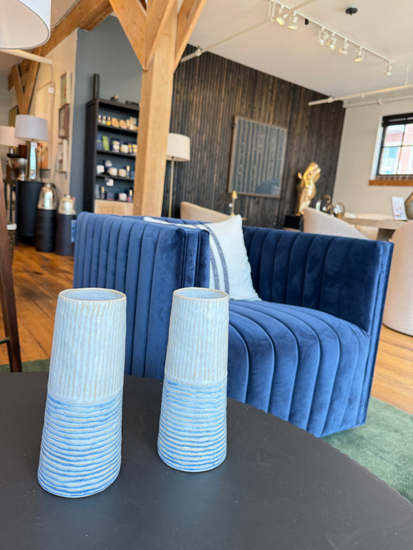 Coastal Stripe Ceramic Vase: Set of 2