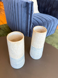 Coastal Stripe Ceramic Vase: Set of 2
