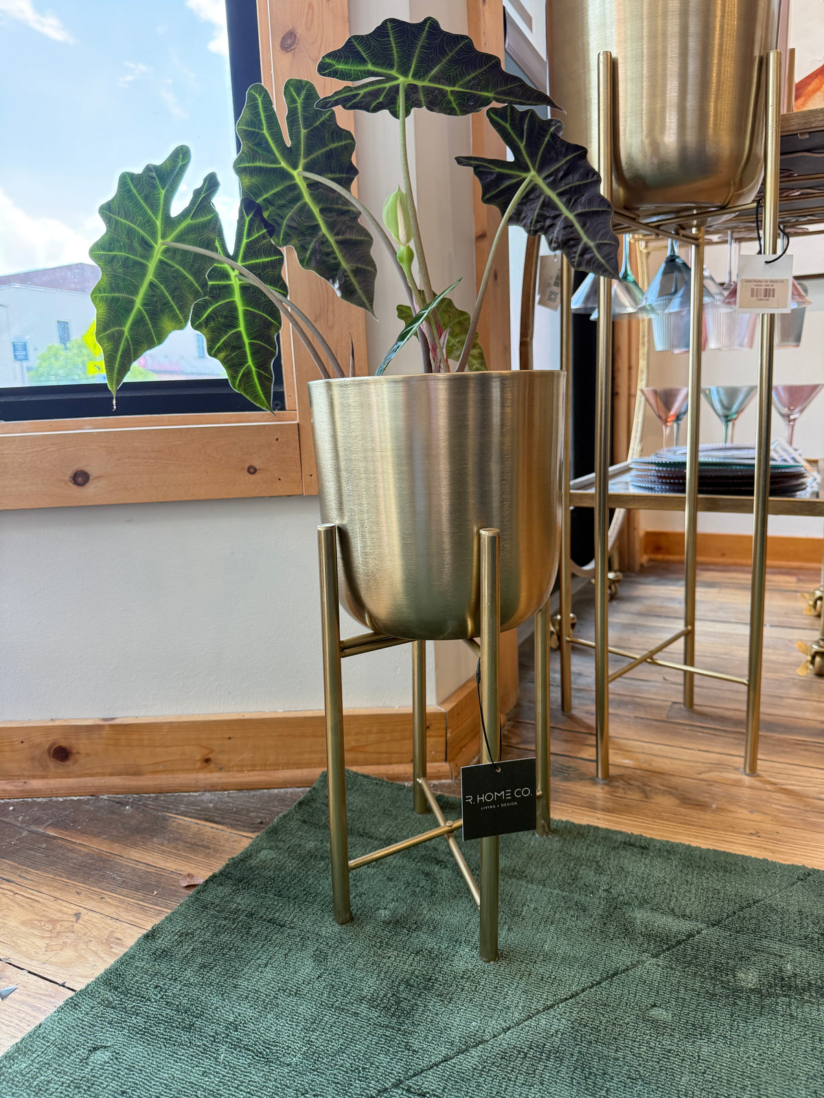Small Gold Planter on Stand