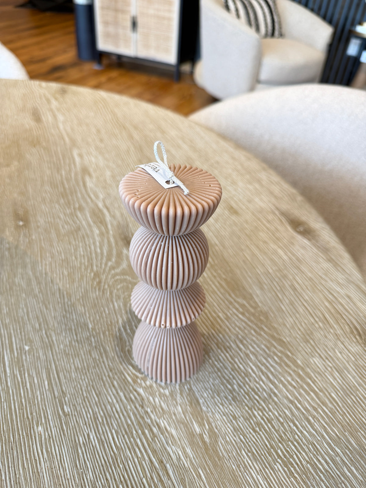 Tall Ribbed Pillar Candle