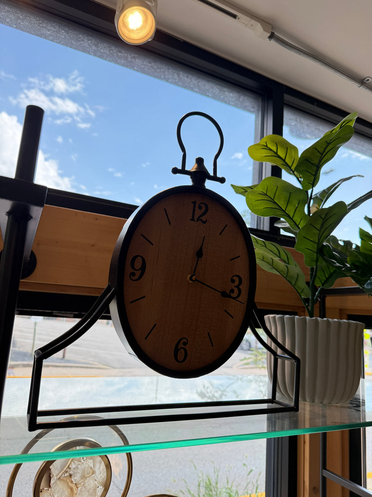 Industrial Iron & Wood Mantle Clock