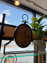Industrial Iron & Wood Mantle Clock