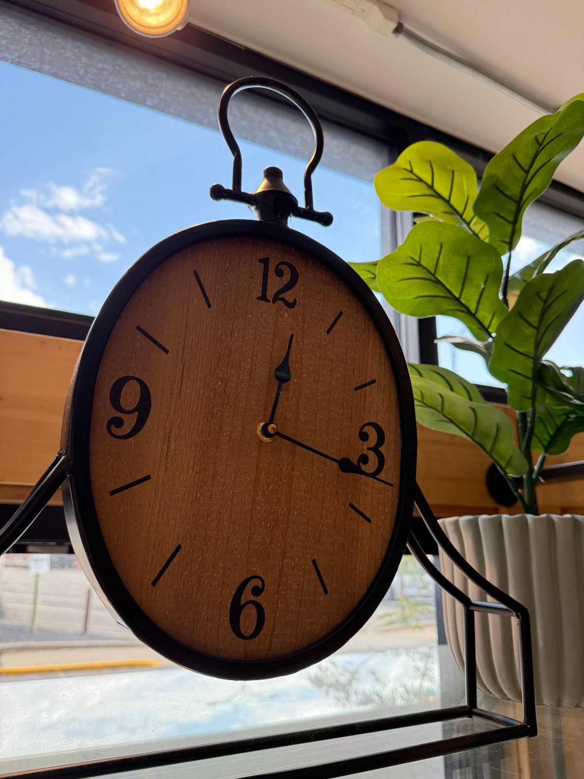 Industrial Iron & Wood Mantle Clock