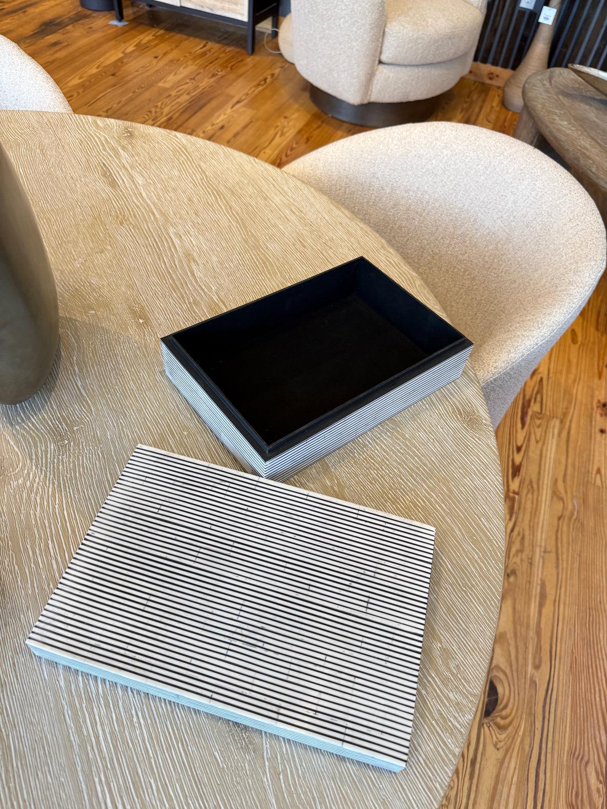 Black and White Pinstripe Box
