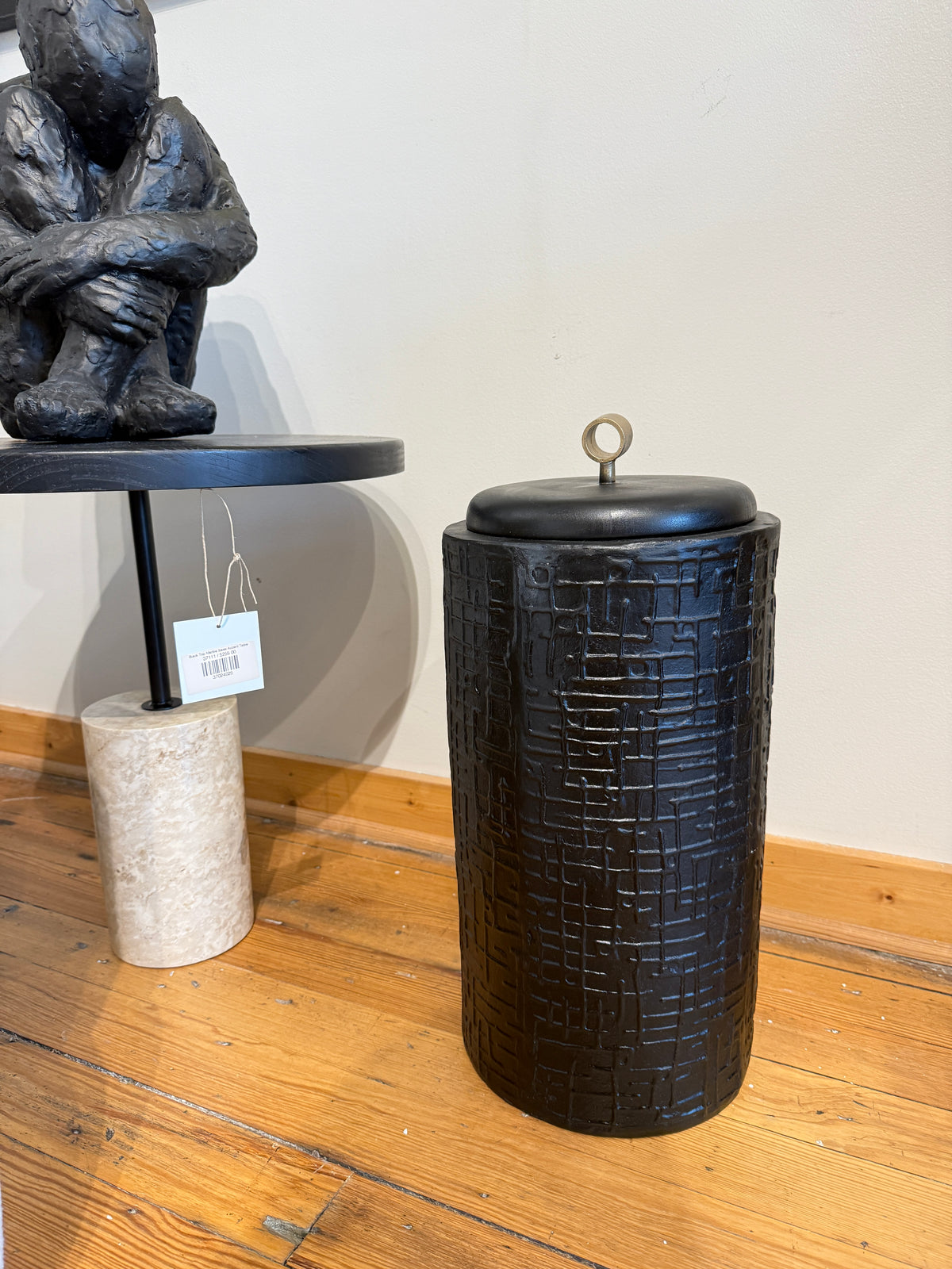 Large Black Textured Decorative Vase