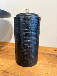 Large Black Textured Decorative Vase