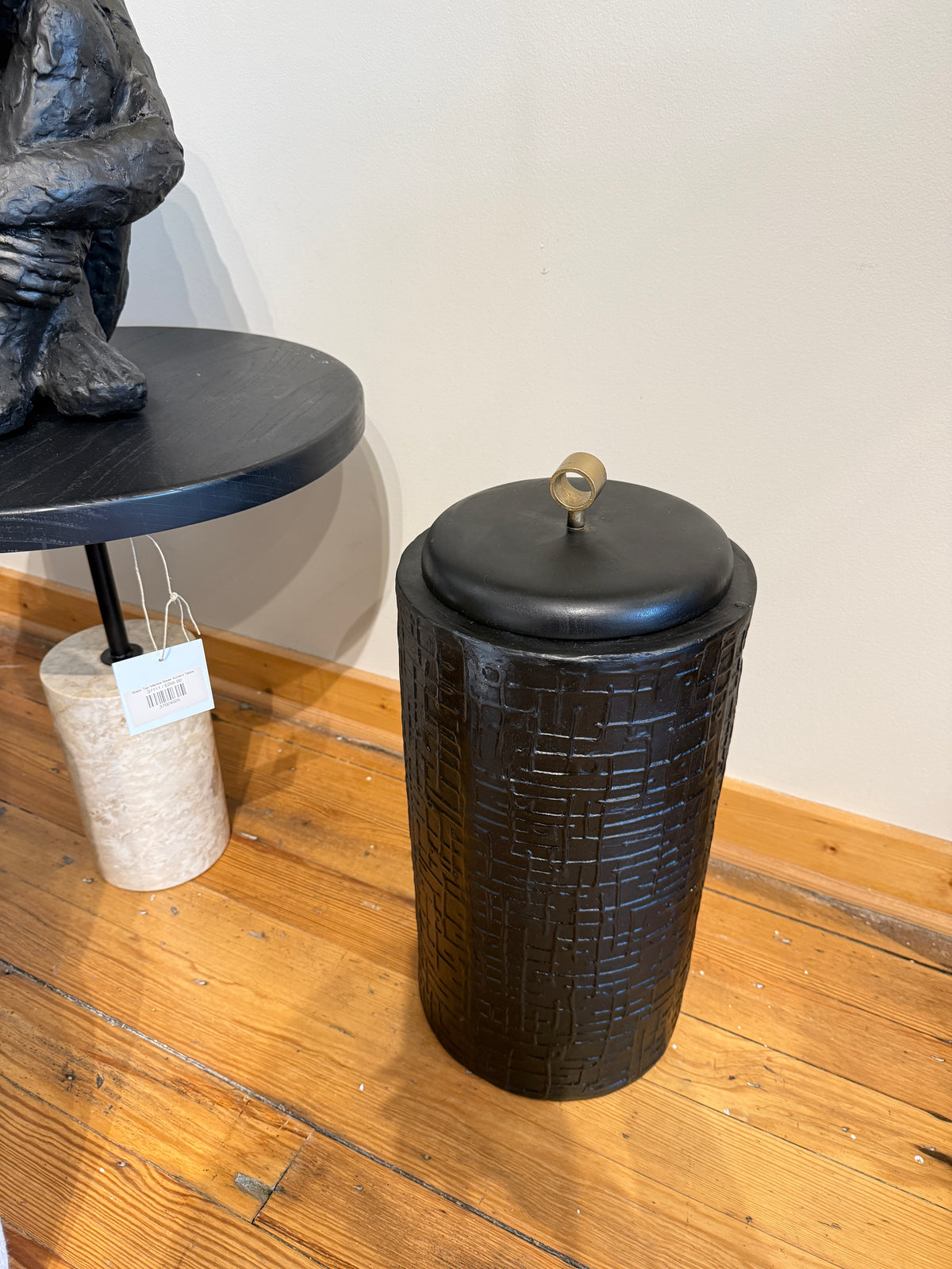 Large Black Textured Decorative Vase