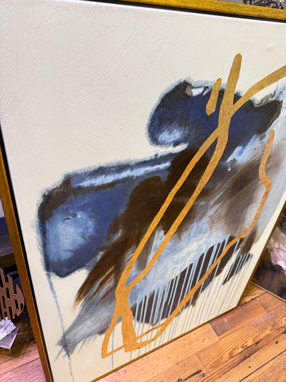 Blue And Gold Abstract Art