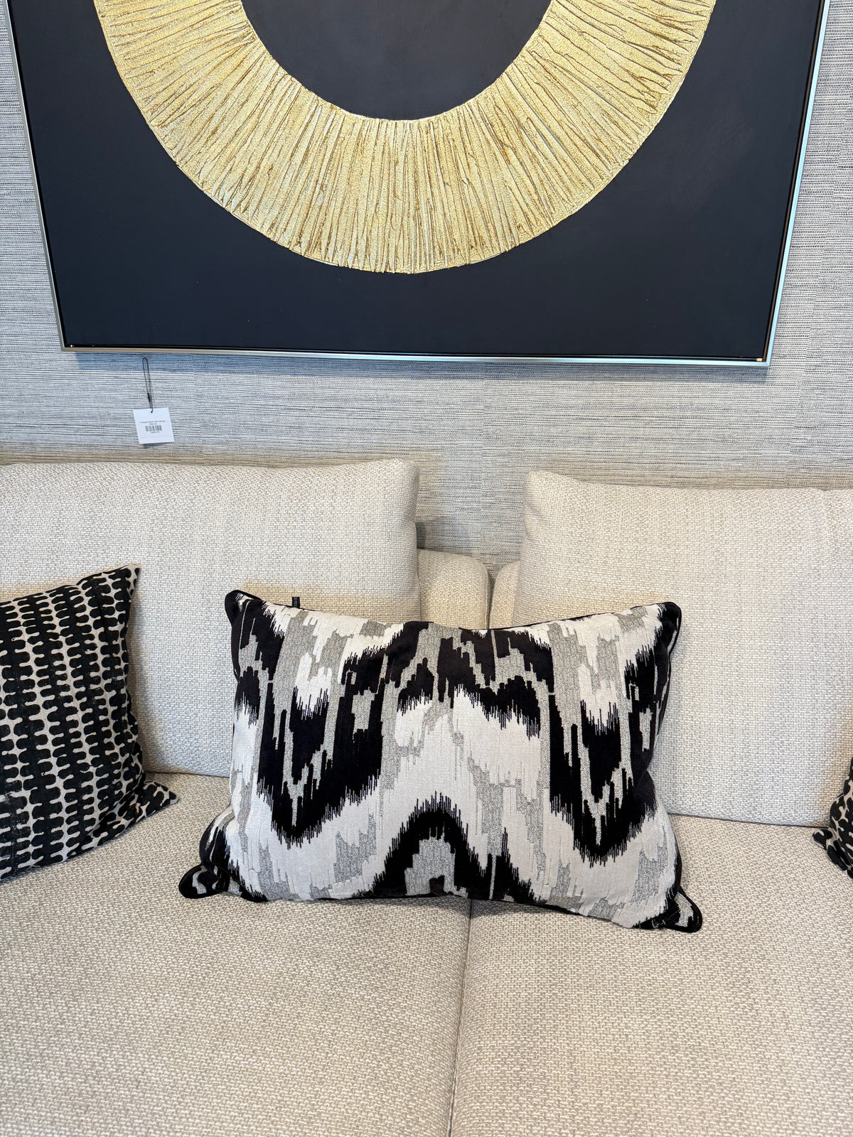 Black and White Ikat Throw Pillow