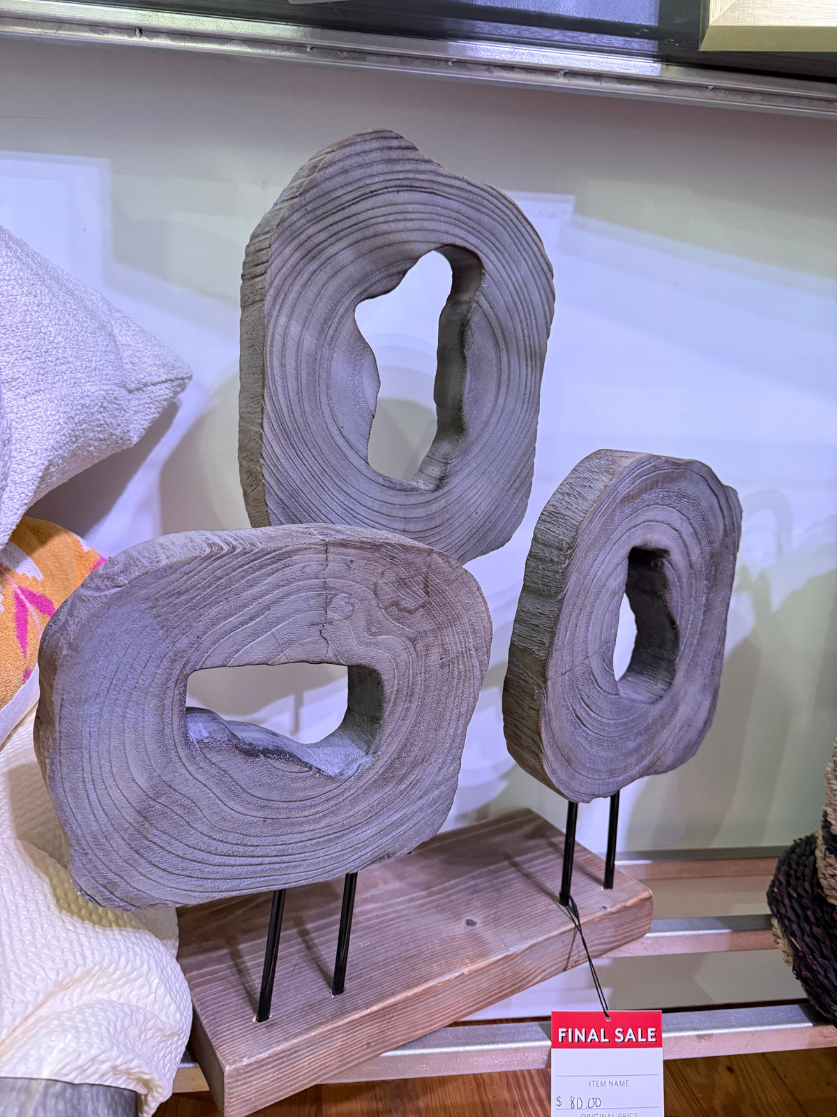 Natural Wood Rings on Stand