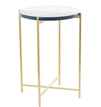 Gold Metal End Table with Textured Glass Top
