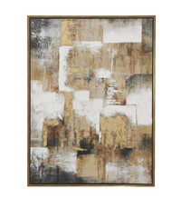 Gold Canvas Abstract Framed Wall Art with Gold Frame