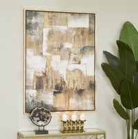 Gold Canvas Abstract Framed Wall Art with Gold Frame