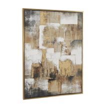 Gold Canvas Abstract Framed Wall Art with Gold Frame