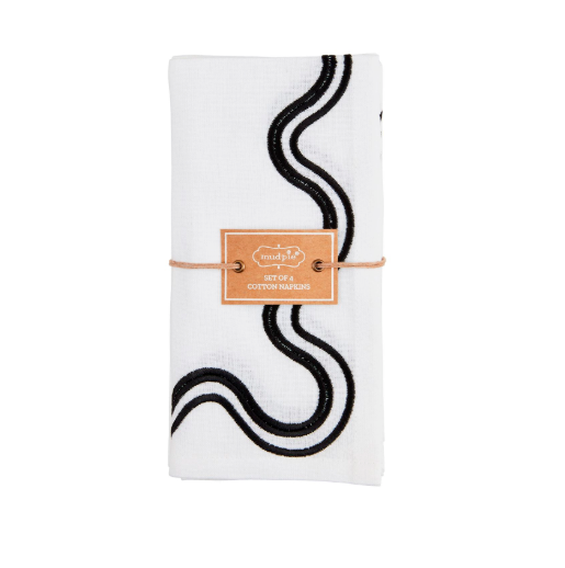 White & Black Squiggle Napkin Set