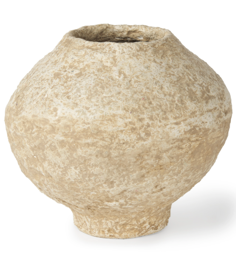 Ritu Small Beige Paper Mache Pot Vase