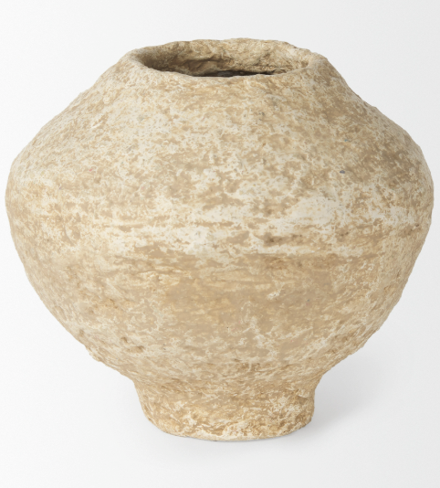 Ritu Small Beige Paper Mache Pot Vase