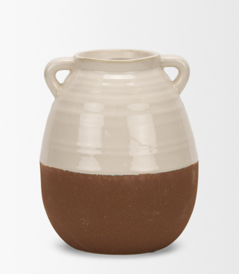 Tryna Small Beige w/ Matte Brown Ceramic Vase