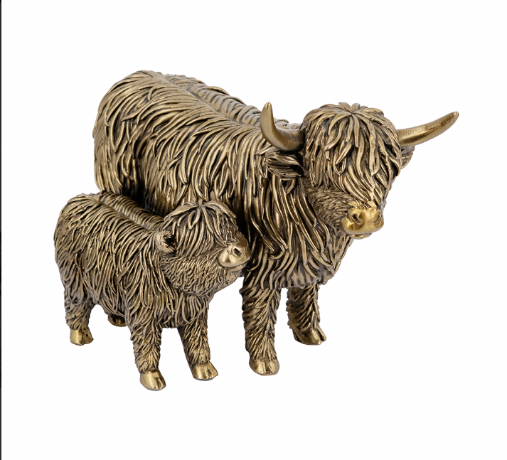 Highland Cow & Calf Statue